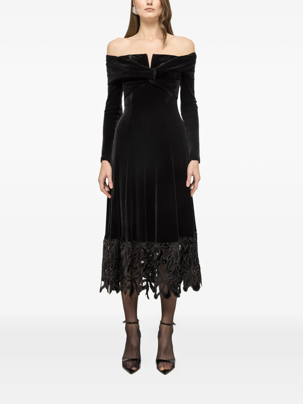 Nissa Off Shoulder Velvet Midi Dress