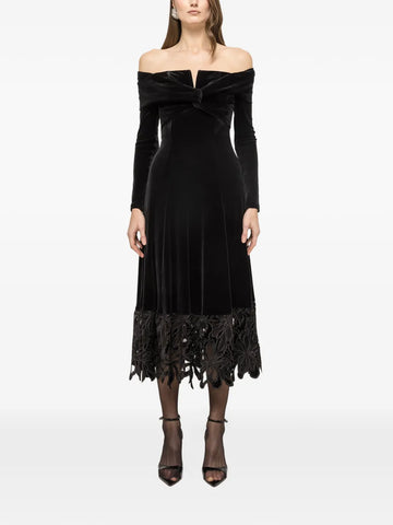 Nissa Off Shoulder Velvet Midi Dress