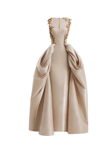 Gemy Maalouf Beaded Structured Overskirt Dress