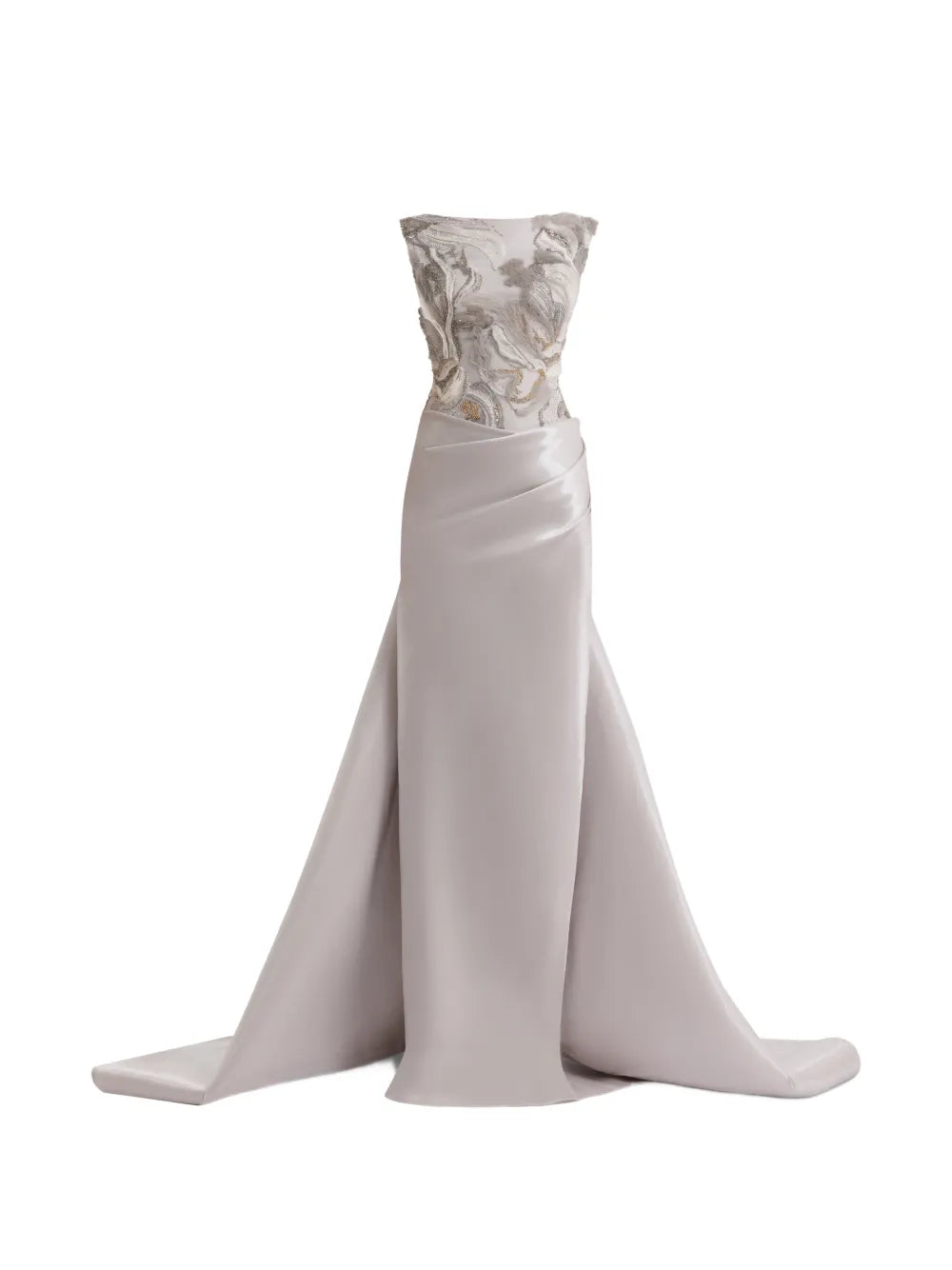 Gemy Maalouf Embroidered Draped Maxi Dress
