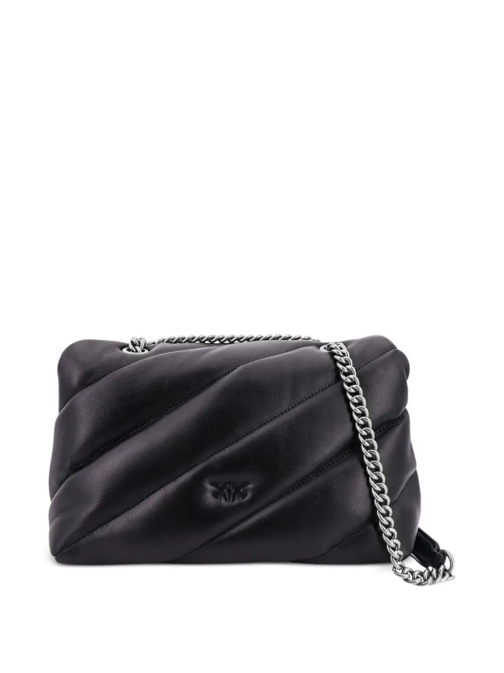 Pinko Medium Classic Love Matelasse Flap Leather Shoulder Bag