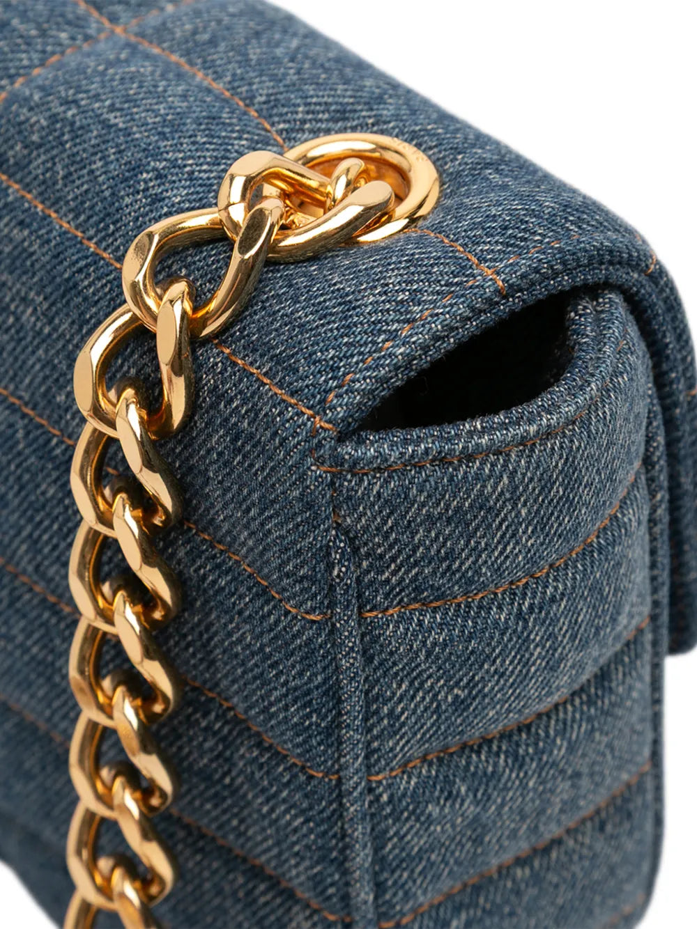 Celine Pre Owned 2022 Matelasse Denim Monochrome Chain Shoulder Bag