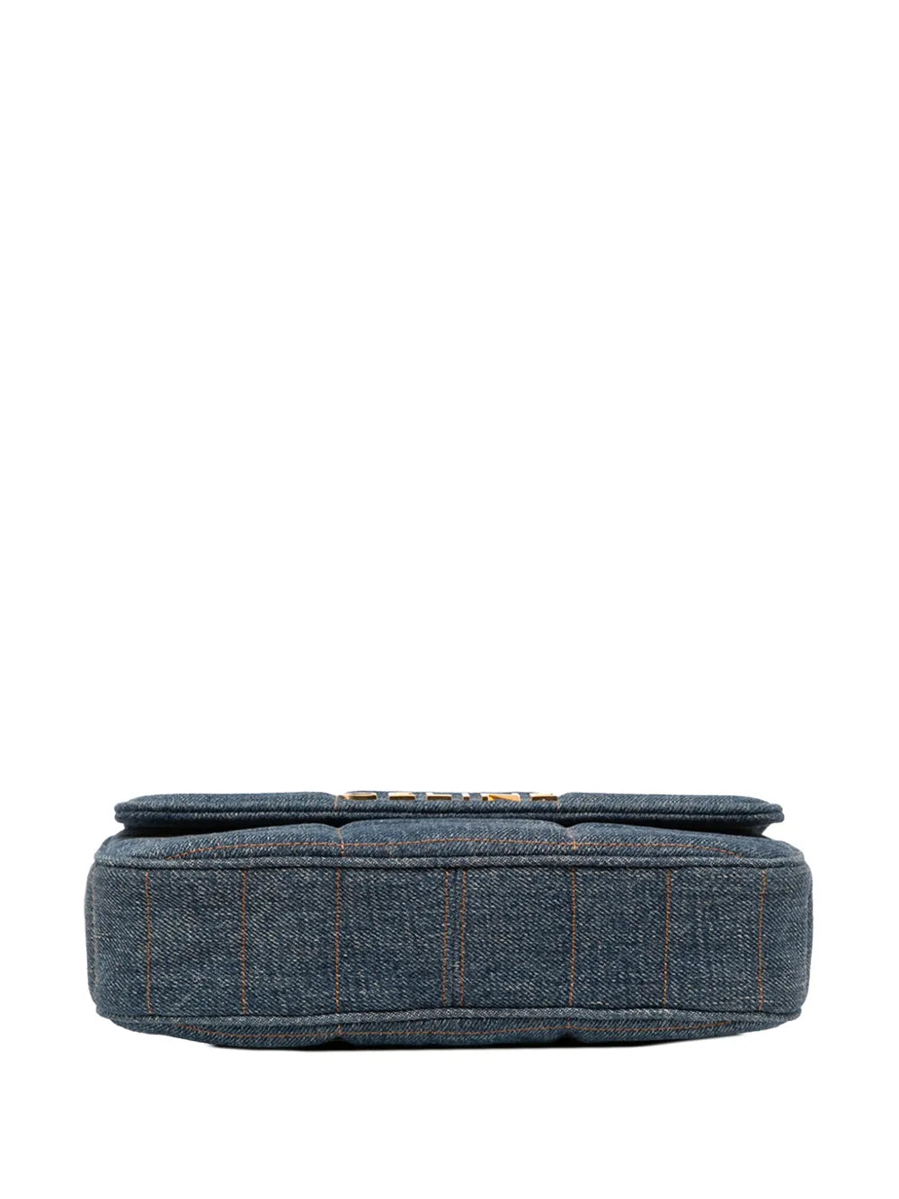 Celine Pre Owned 2022 Matelasse Denim Monochrome Chain Shoulder Bag