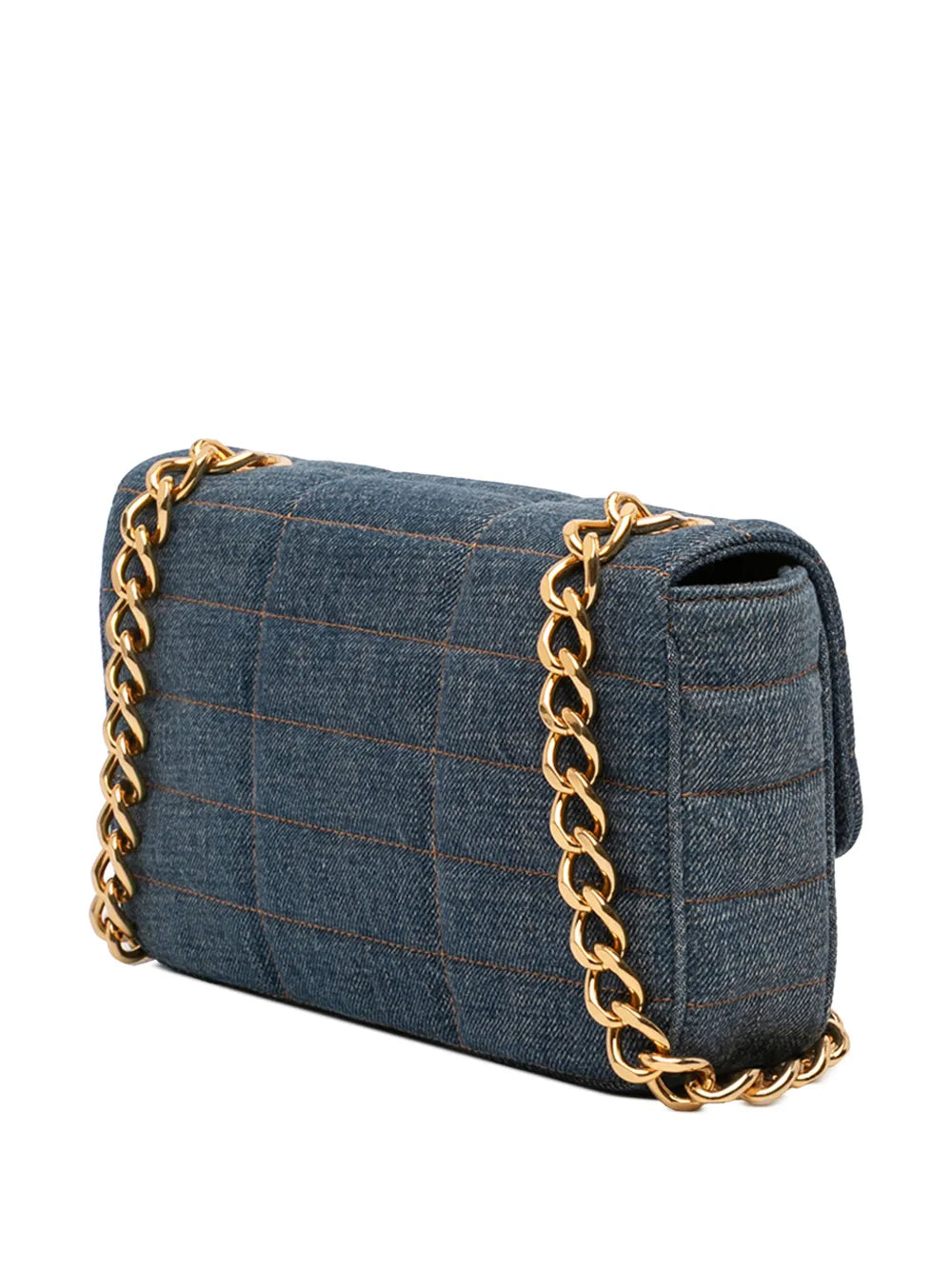 Celine Pre Owned 2022 Matelasse Denim Monochrome Chain Shoulder Bag