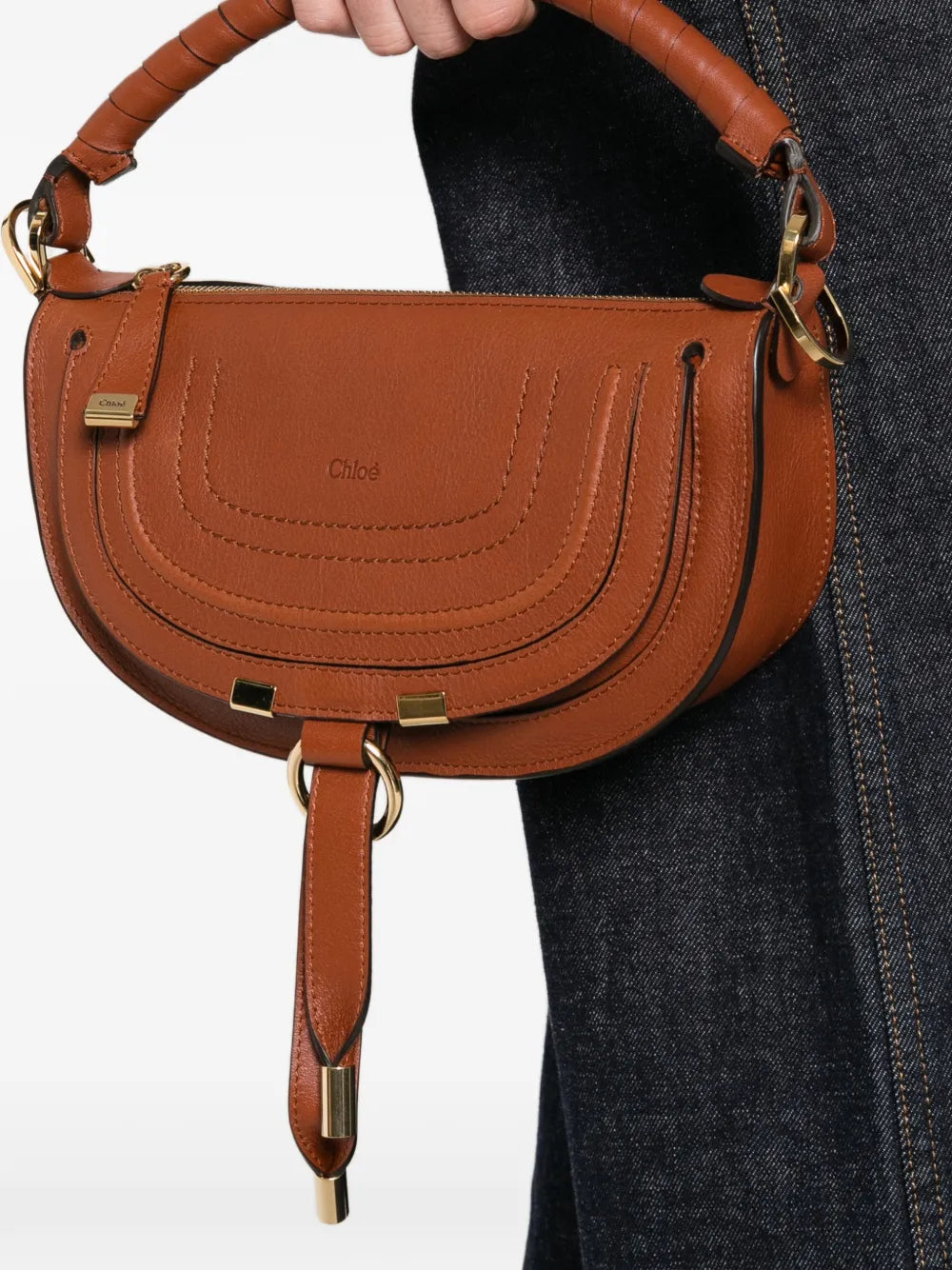 Chloe Mini Marcie Twisted Handle Leather Shoulder Bag