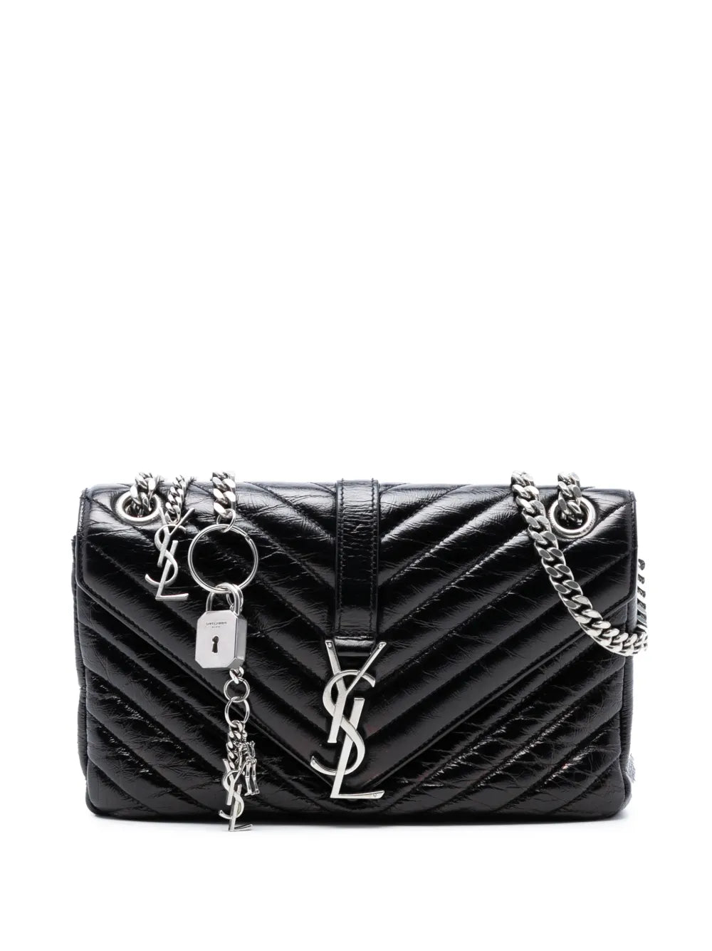 Saint Laurent Pre Owned 2015 Medium Crinkled Calfskin Punk Chain Bag Shoulder Bag