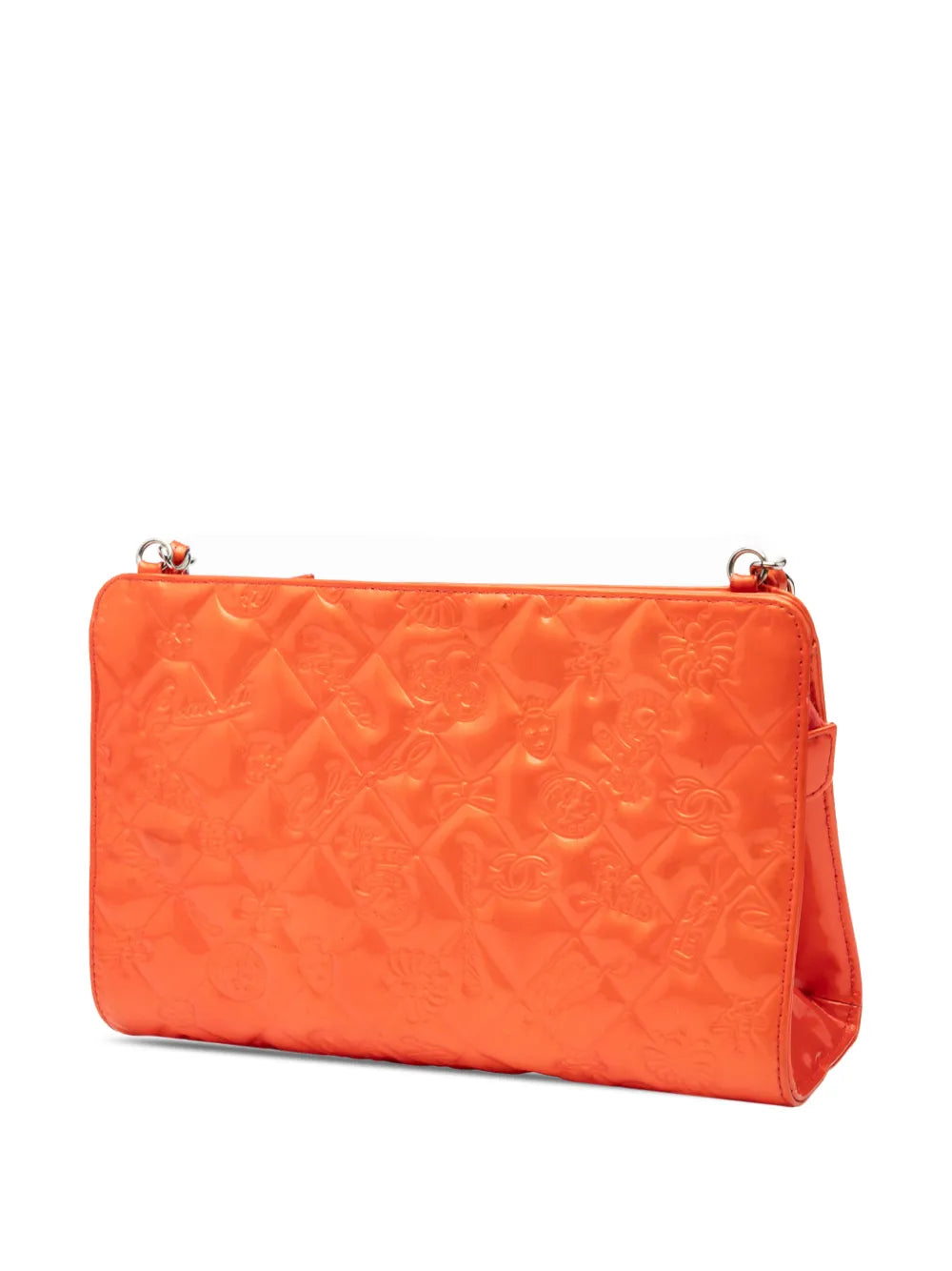 Chanel Pre Owned 2006 2008 Quilted Embossed Patent Lucky Symbols Pochette Shoulder Bag
