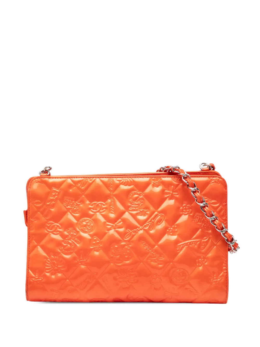 Chanel Pre Owned 2006 2008 Quilted Embossed Patent Lucky Symbols Pochette Shoulder Bag