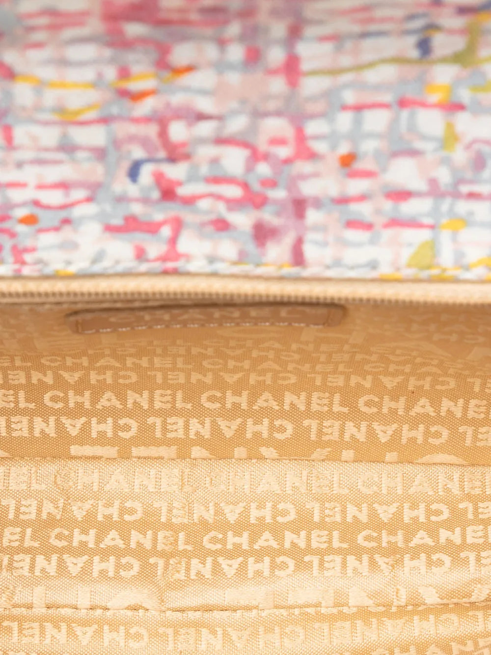 Chanel Pre Owned 2004 2005 Small Printed Canvas Watercolor Clover Flap Shoulder Bag