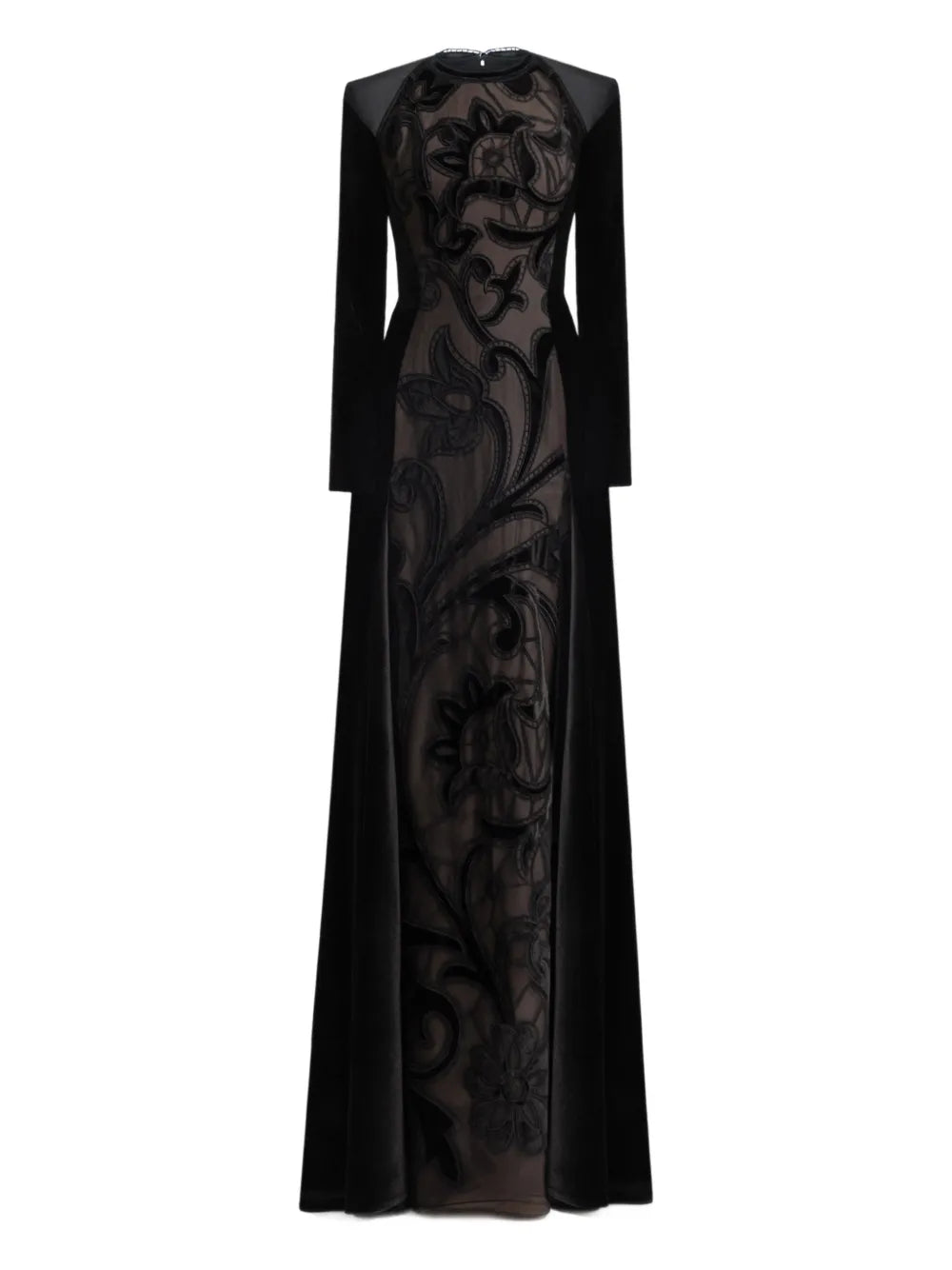 Gemy Maalouf Floral Embroidery Velvet Dress