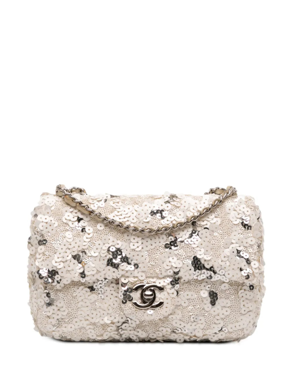 Chanel Pre Owned 2011 Mini Rectangular Classic Canvas Sequin Single Flap Shoulder Bag