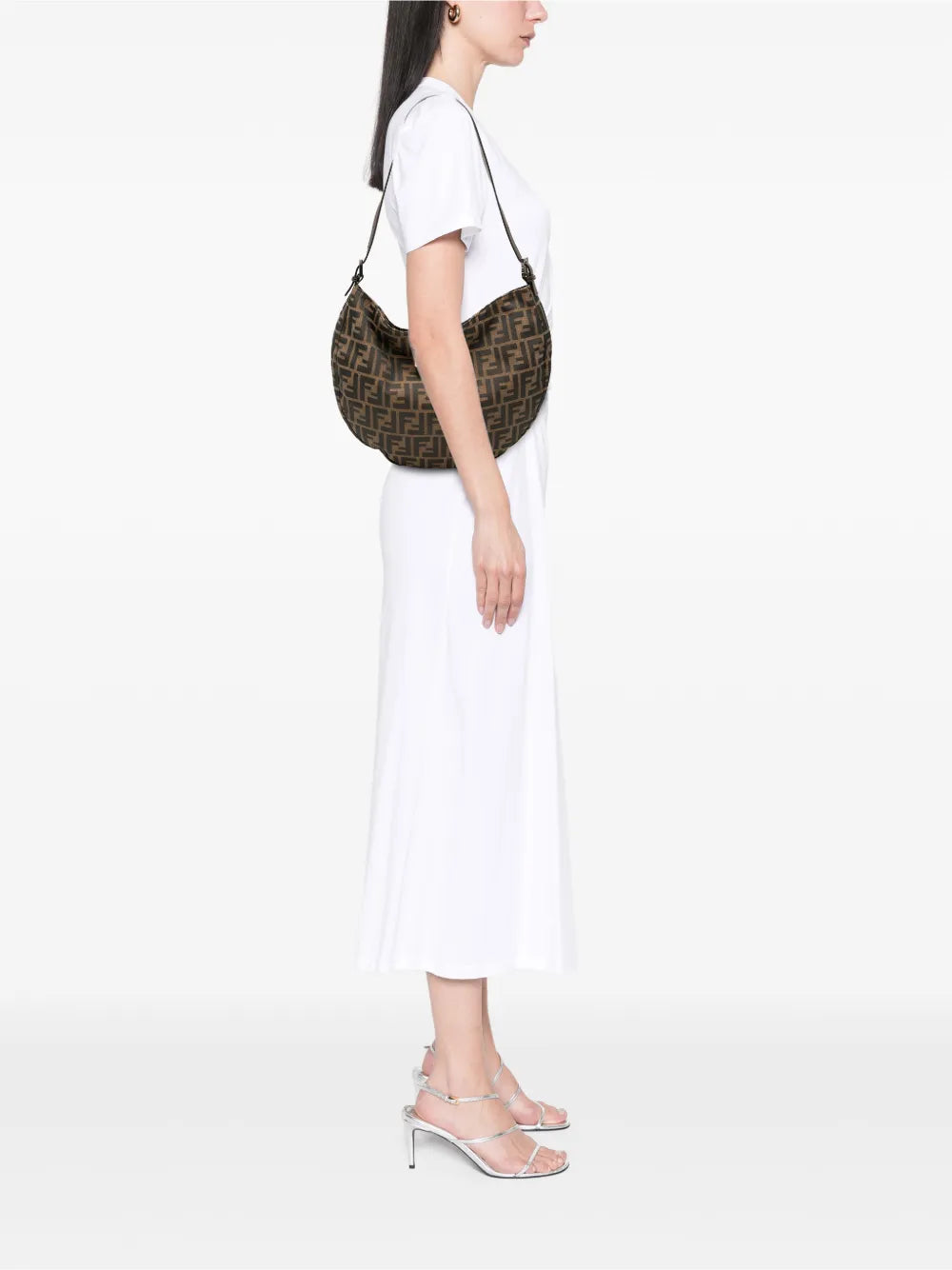 Fendi Pre Owned 20Th Century Zucca Canvas Croissant Hobo Shoulder Bag