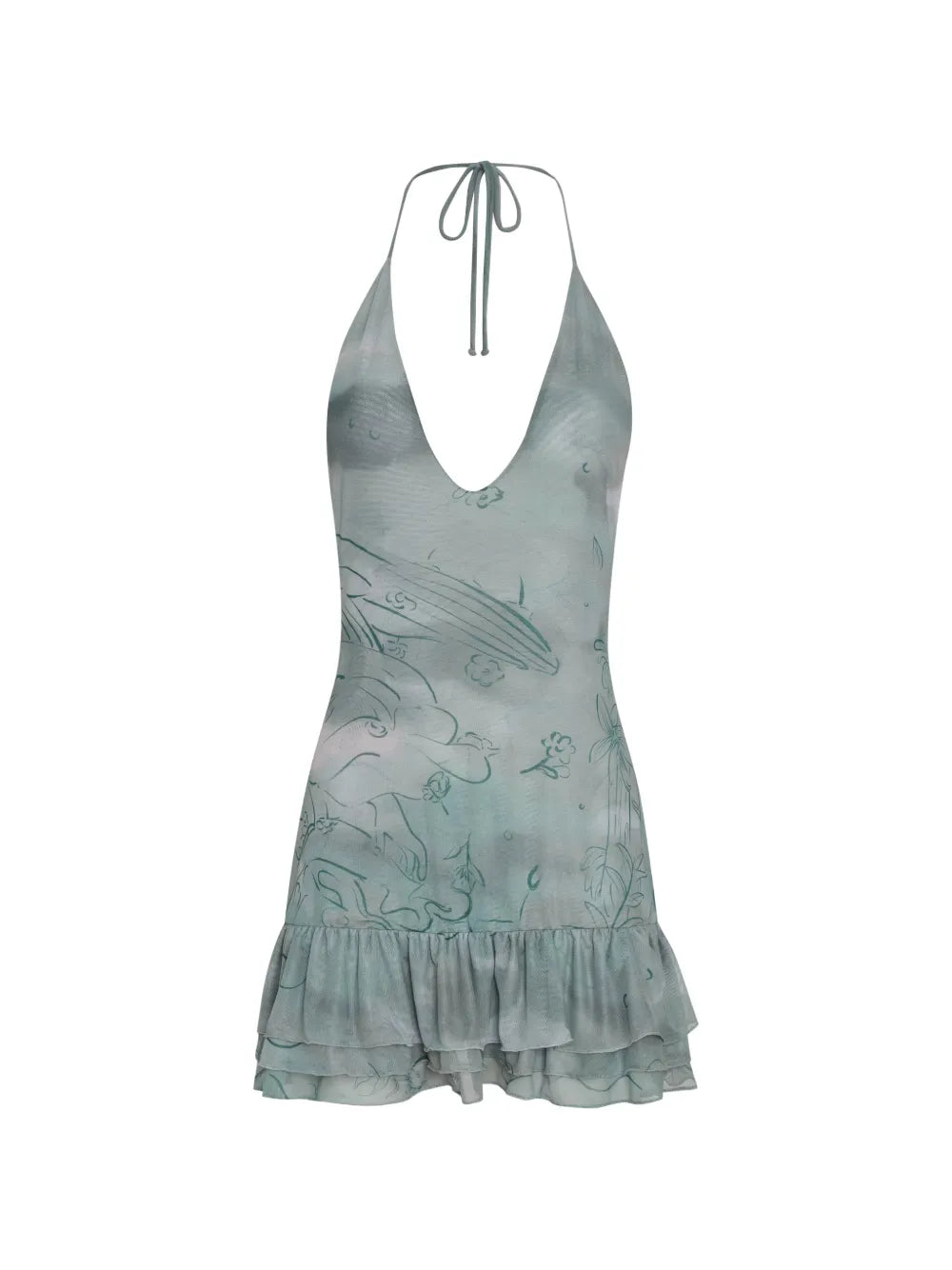 Amir Slama X Jade Picon Ruffled Halterneck Mini Dress