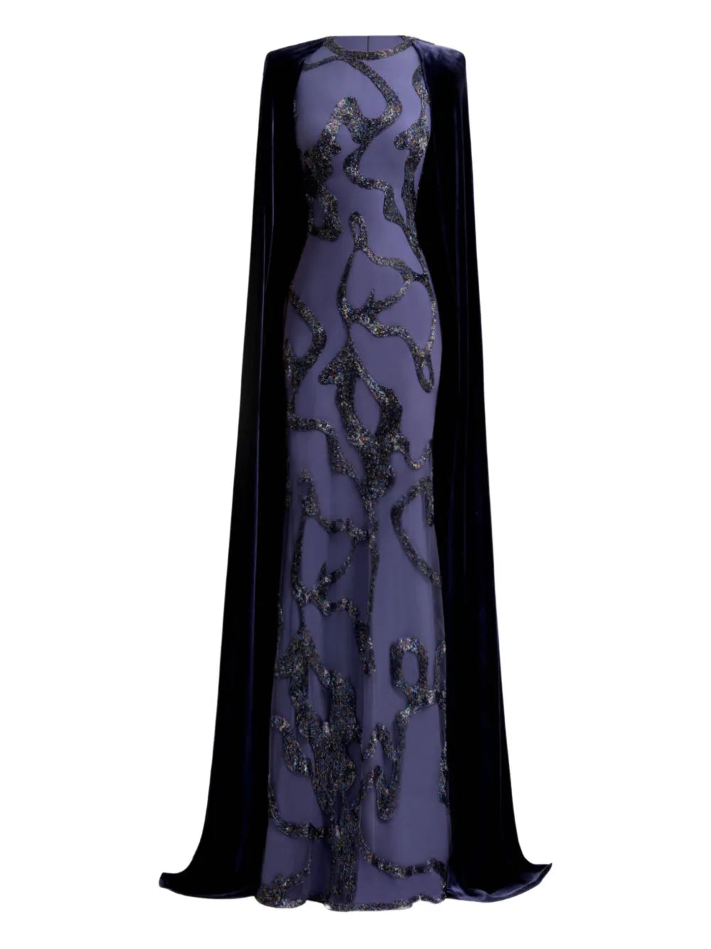 Gemy Maalouf Beaded Cape Dress
