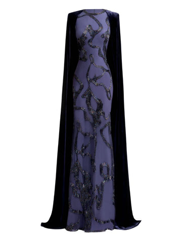 Gemy Maalouf Beaded Cape Dress