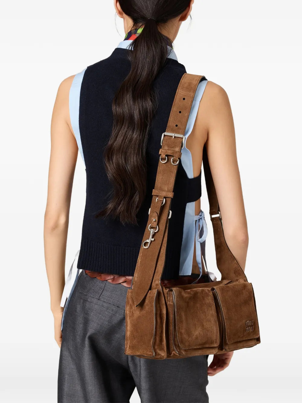 Miu Miu Utilitaire Suede Shoulder Bag
