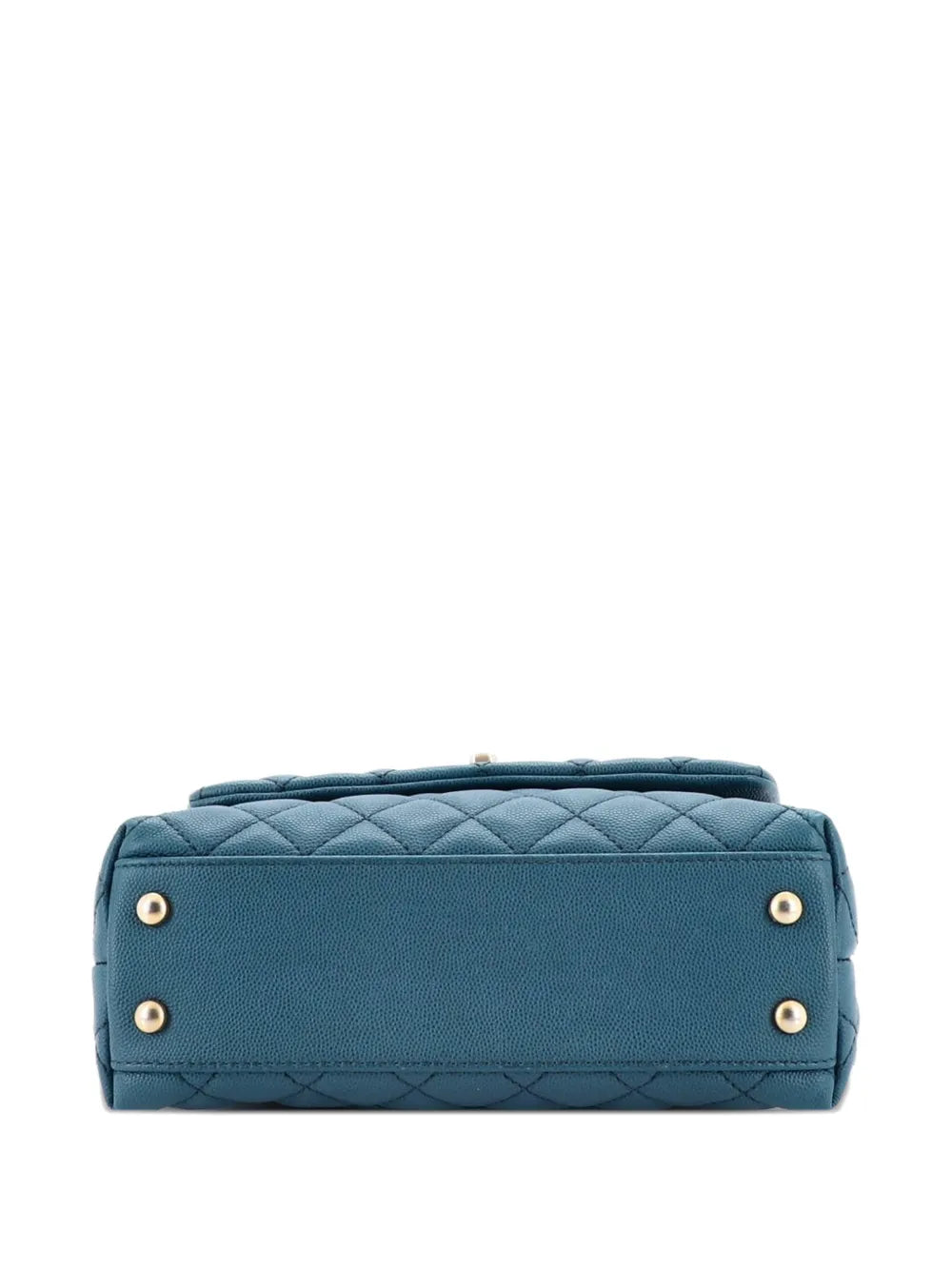 Chanel Pre Owned Coco Top Handle Bag Quilted Caviar With Lizard Mini Shoulder Bag