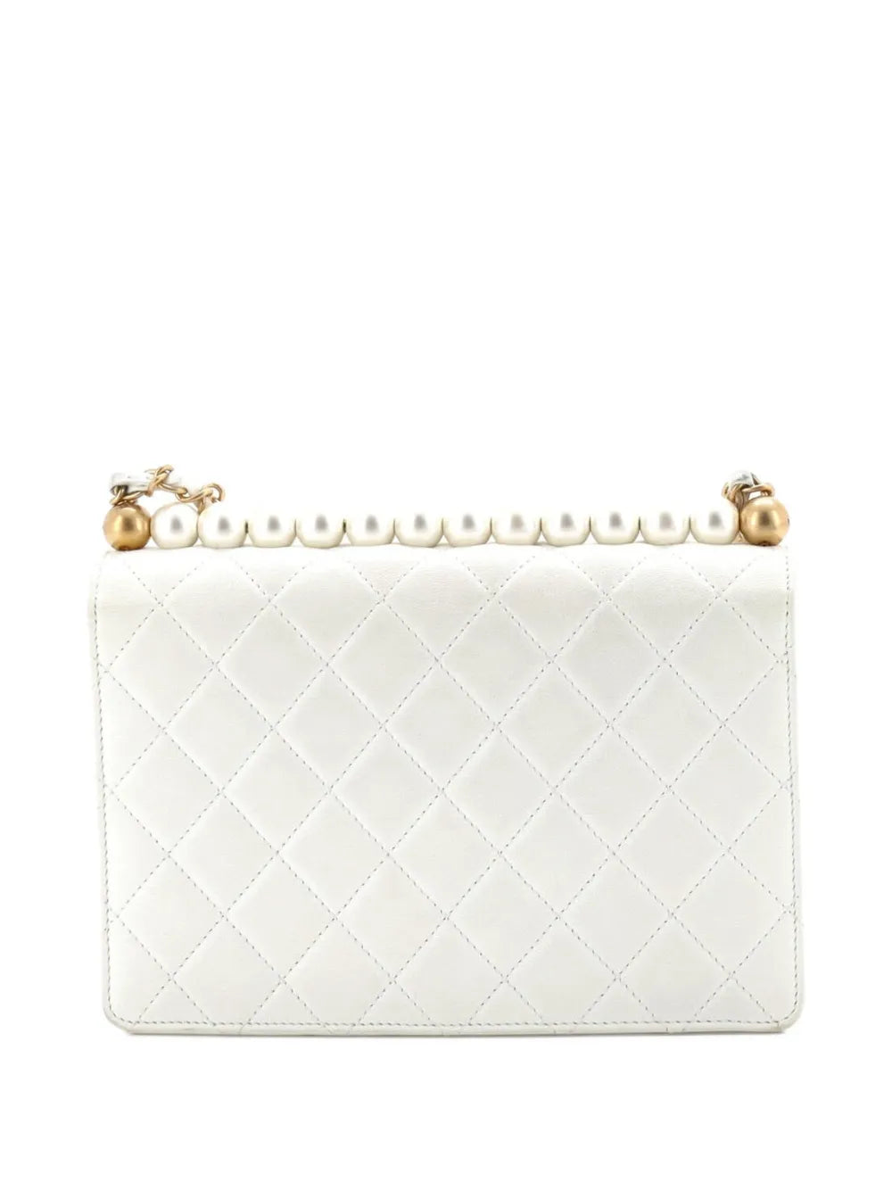 Chanel Pre Owned Chic Pearls Flap Bag Quilted Lambskin Small Shoulder Bag