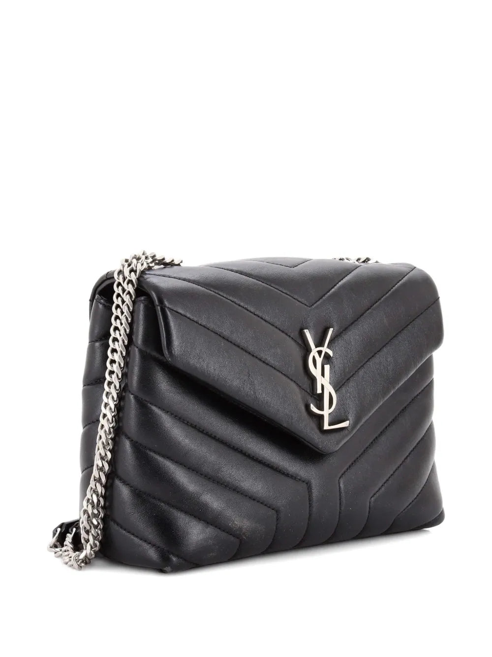 Saint Laurent Pre Owned Loulou Matelasse Chevron Leather Small Shoulder Bag