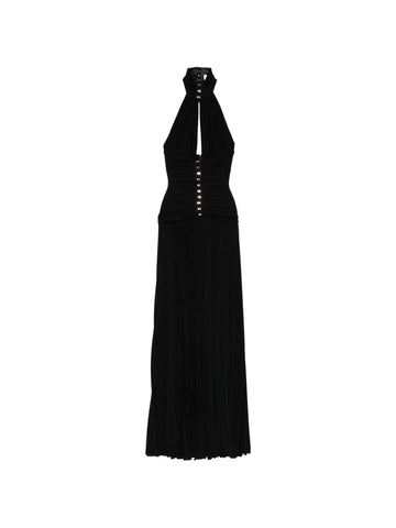 Elisabetta Franchi Halterneck Pleated Maxi Dress