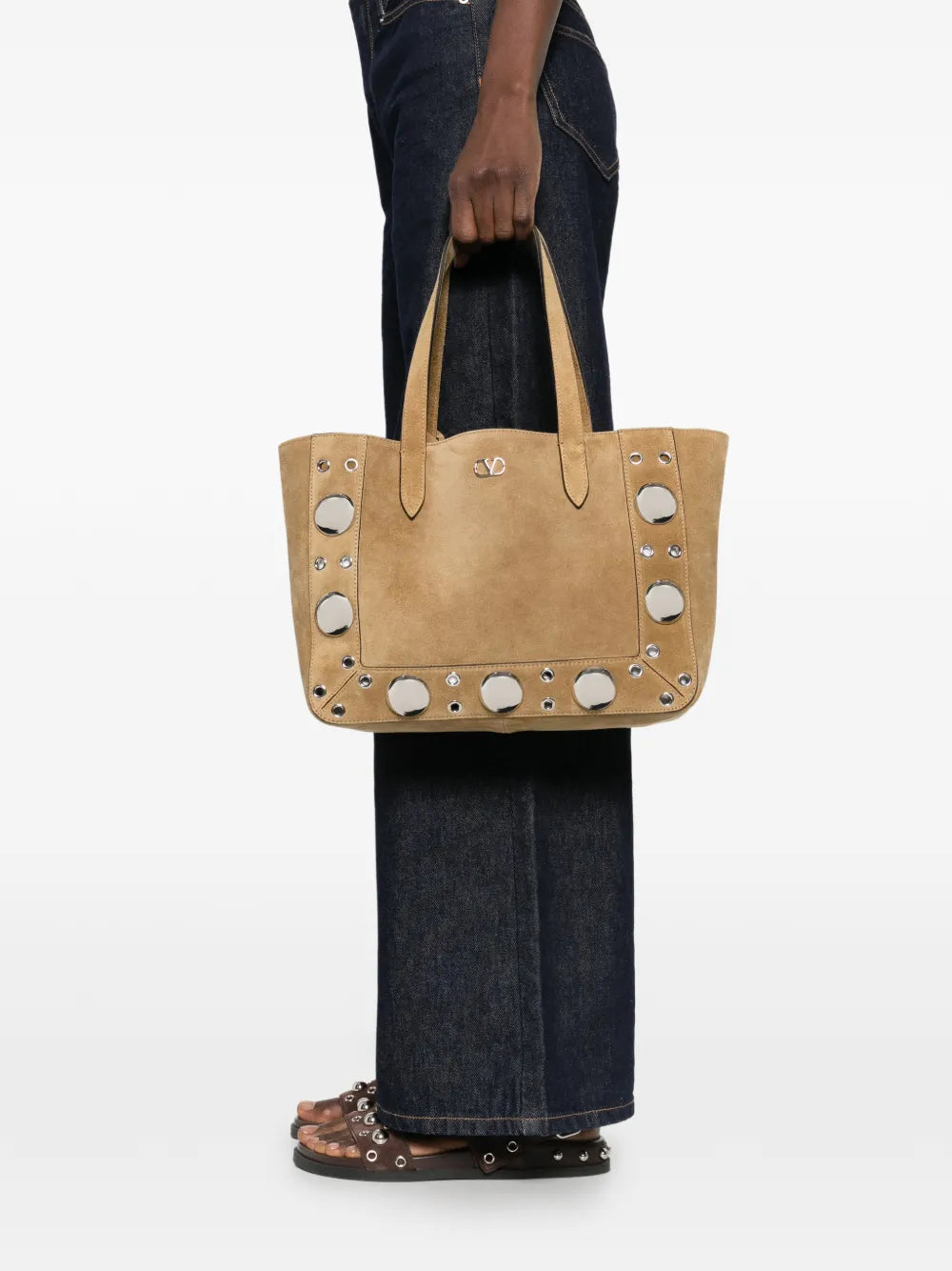 Valentino Garavani Nellcote Eyelet Studded Shoulder Bag