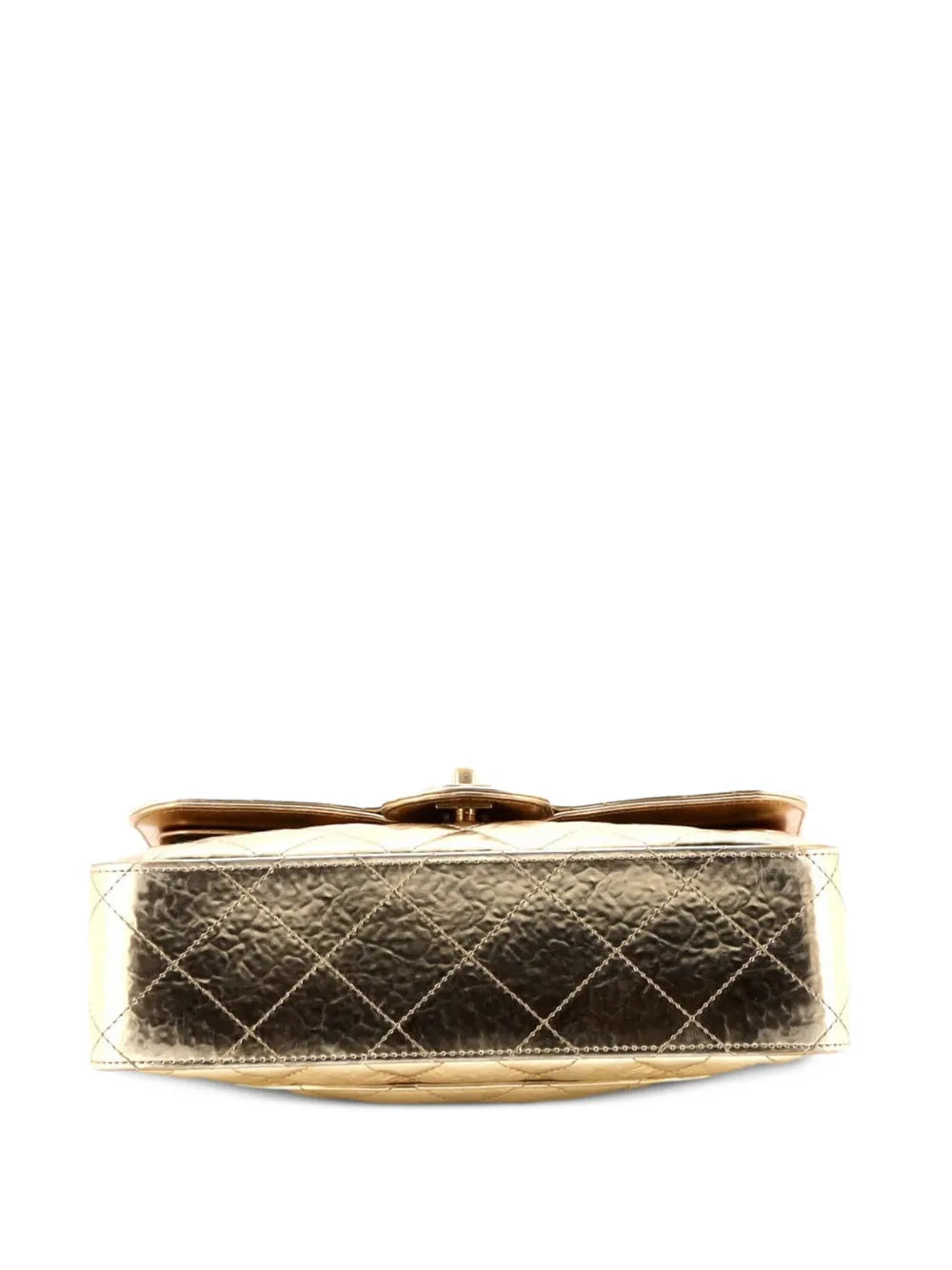 Chanel Pre Owned Classic Double Flap Bag Quilted Hammered Metallic Calfskin Small Shoulder Bag