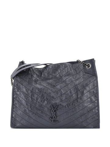 Saint Laurent Pre Owned Niki Shopping Tote Matelasse Chevron Leather Large Shoulder Bag