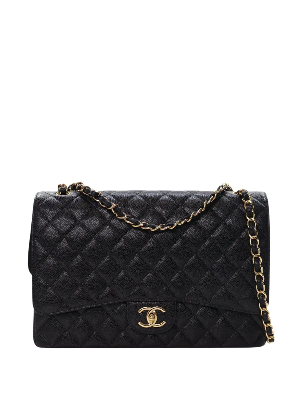 Chanel Pre Owned 2019 Maxi Classic Caviar Double Flap Shoulder Bag