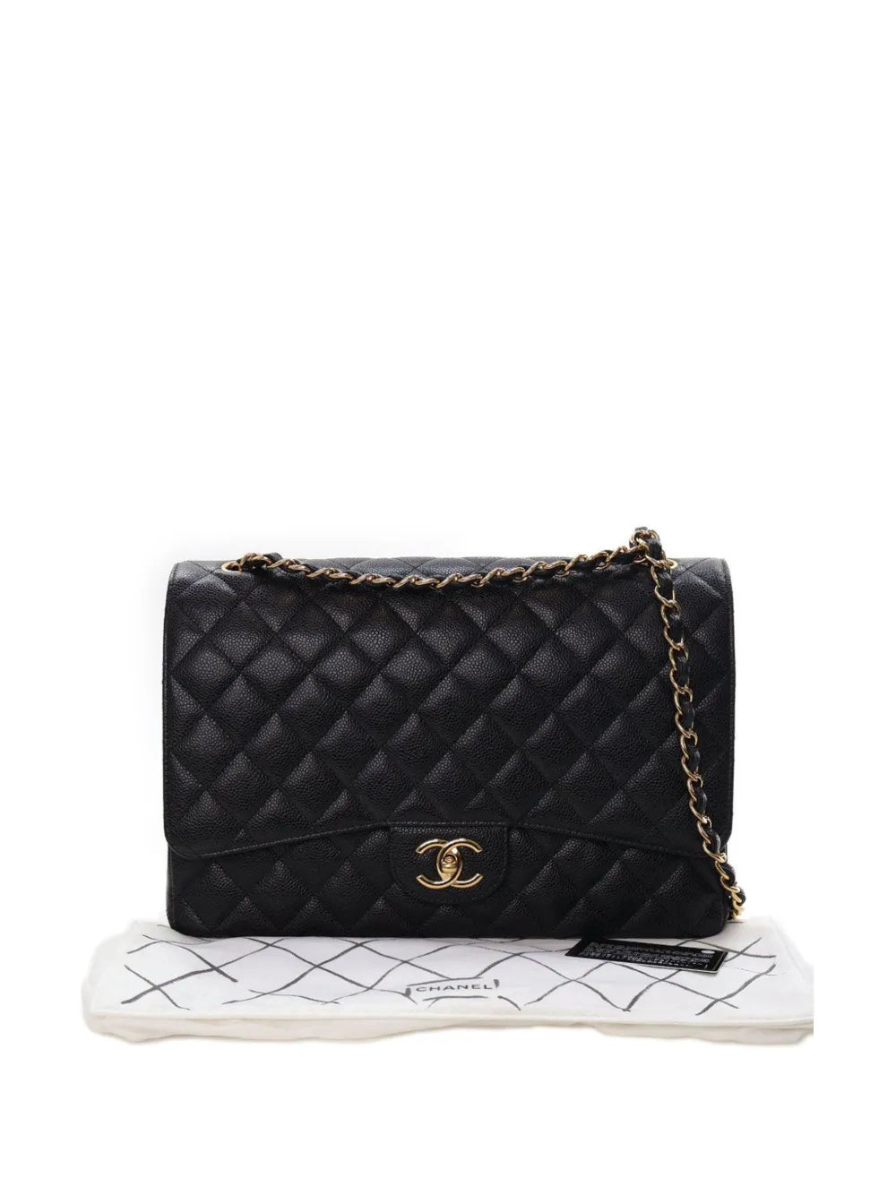 Chanel Pre Owned 2019 Maxi Classic Caviar Double Flap Shoulder Bag