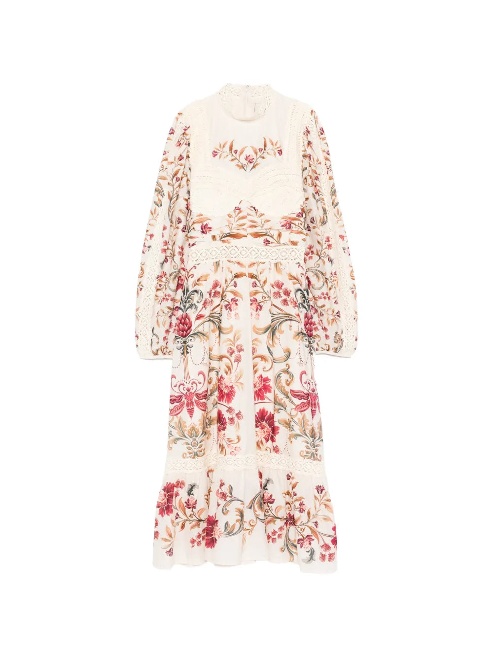 Farm Rio Lace Floral Print Midi Dress