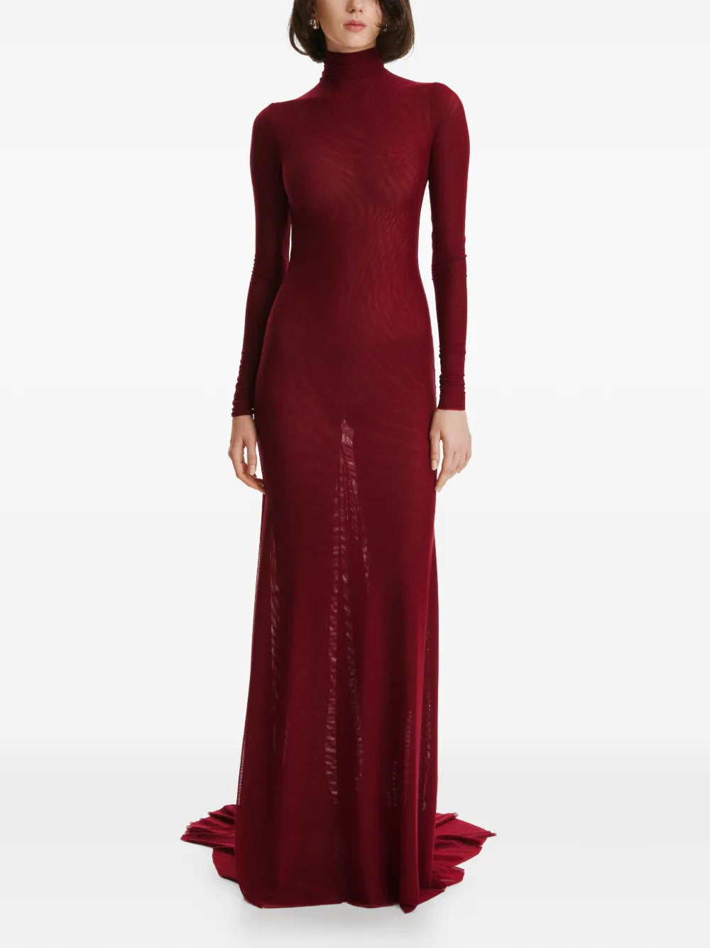 2310 Studio Turtleneck Long Sleeves Mesh Maxi Dress