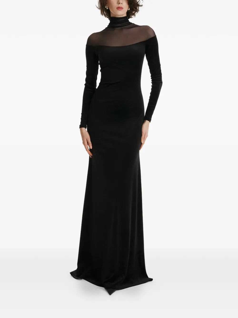 2310 Studio Mesh Turtleneck Maxi Dress