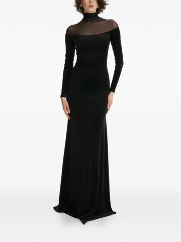2310 Studio Mesh Turtleneck Maxi Dress