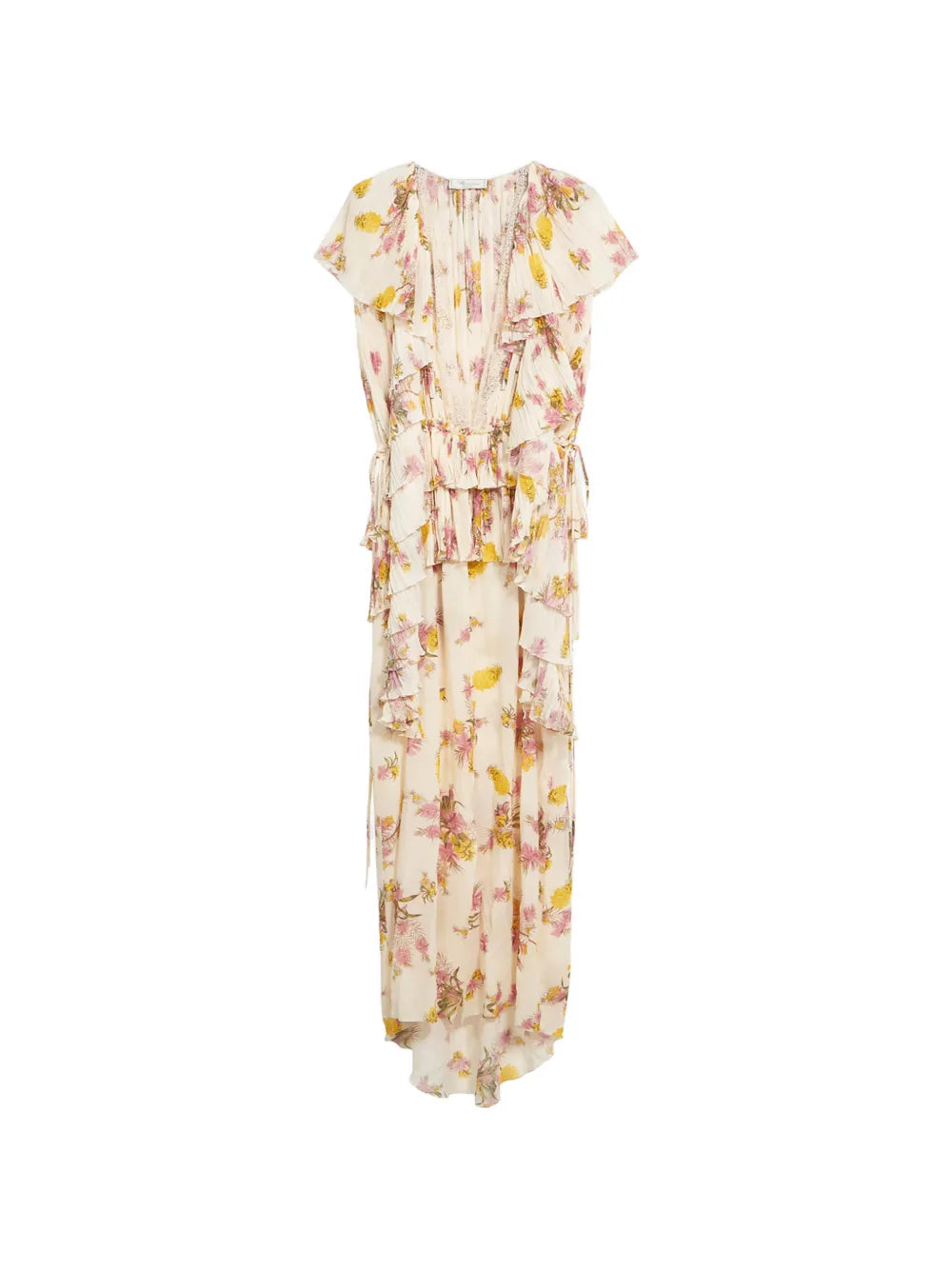 Blumarine Floral Pleated Ruffled Dress