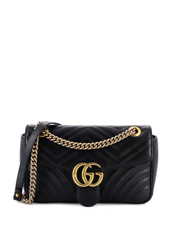 Gucci Pre Owned Gg Marmont Flap Bag Matelasse Leather Medium Shoulder Bag