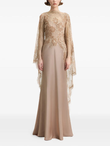 Gemy Maalouf Embroidered Lace Gown