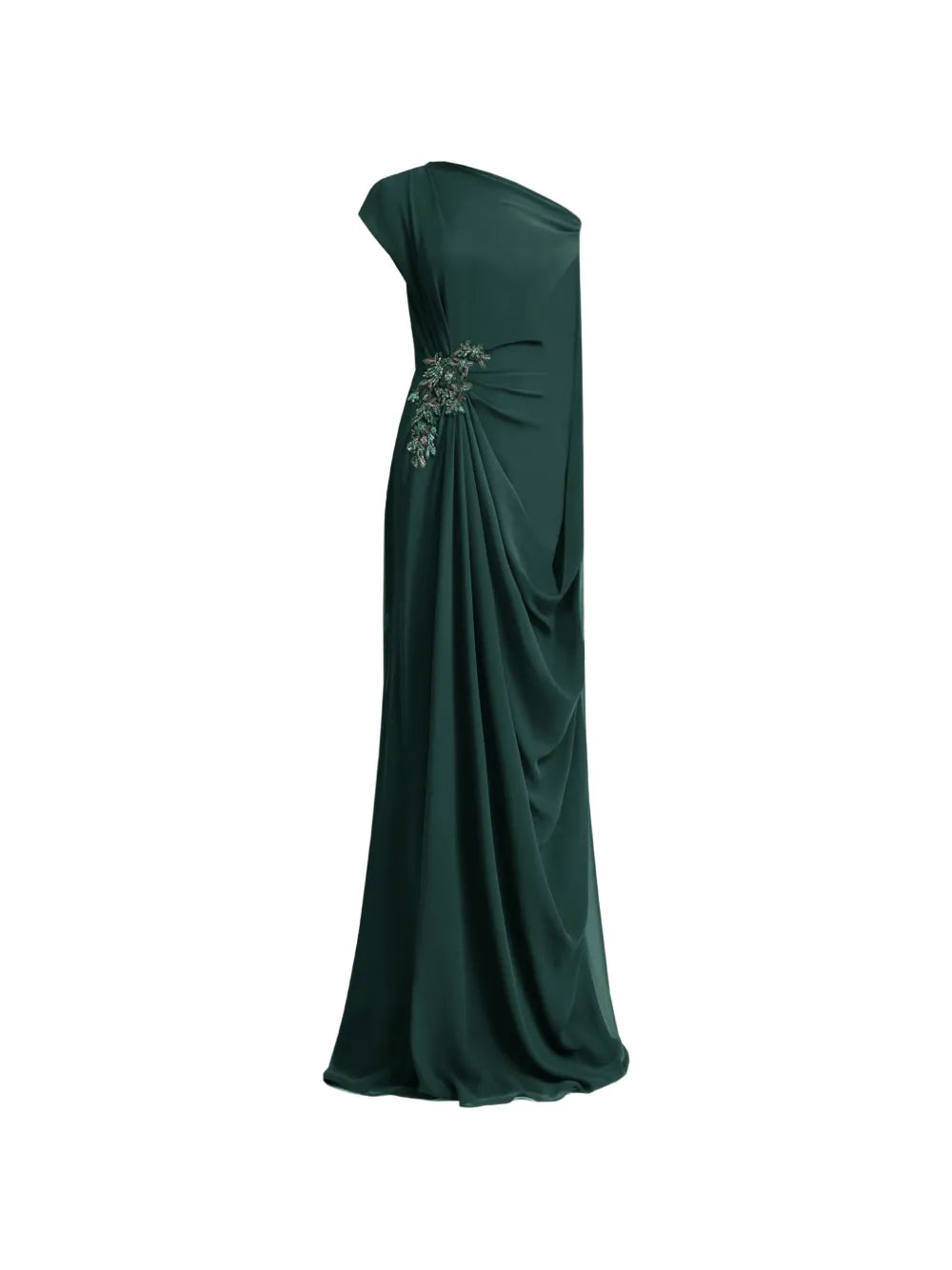 Gemy Maalouf Draped Cape Sleeve Gown