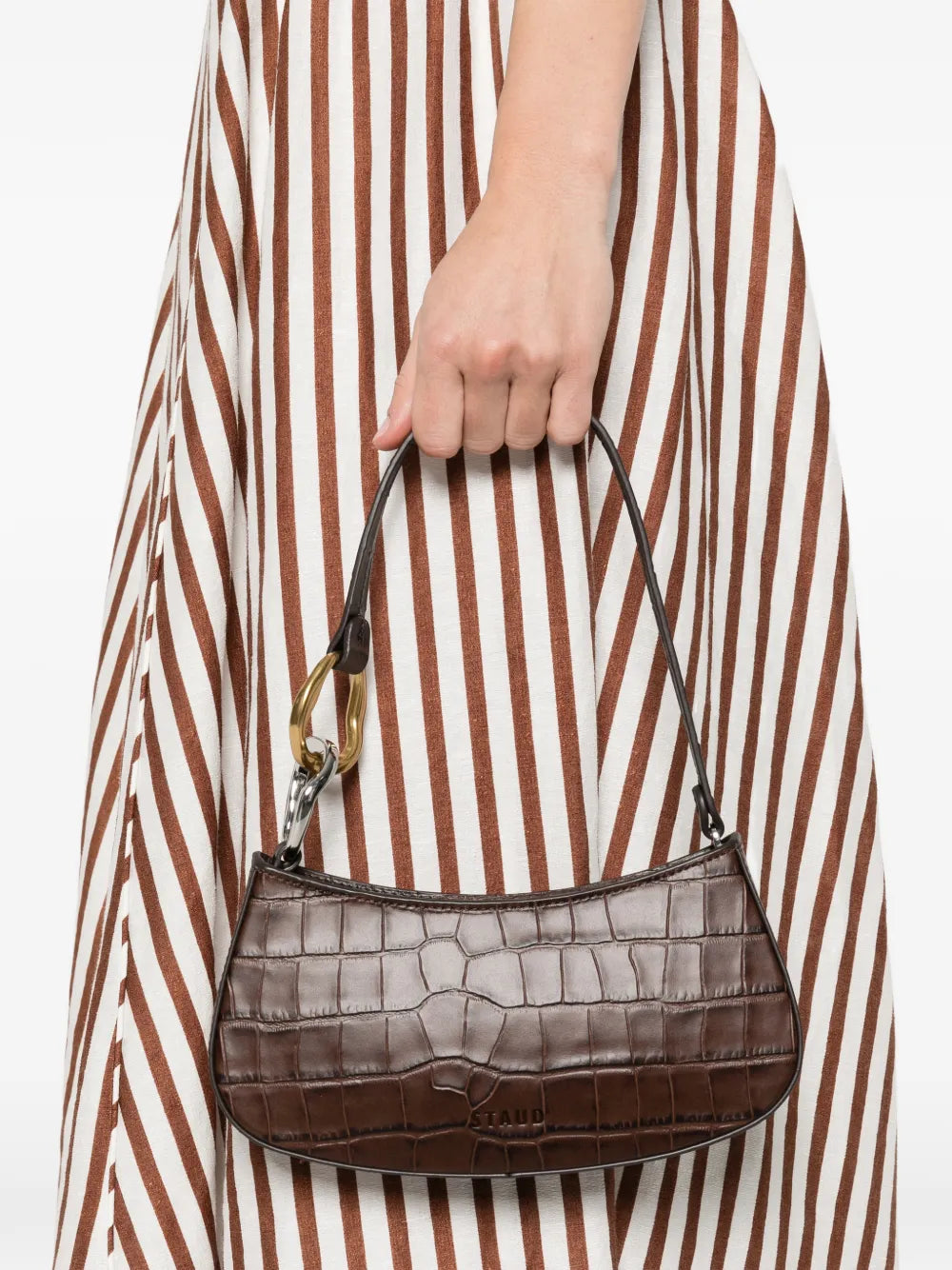 Staud Ollie Crocodile Effect Shoulder Bag