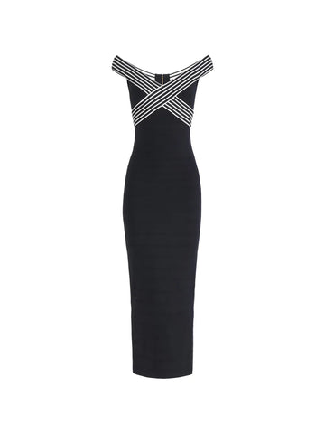 Elisabetta Franchi Striped Long Dress