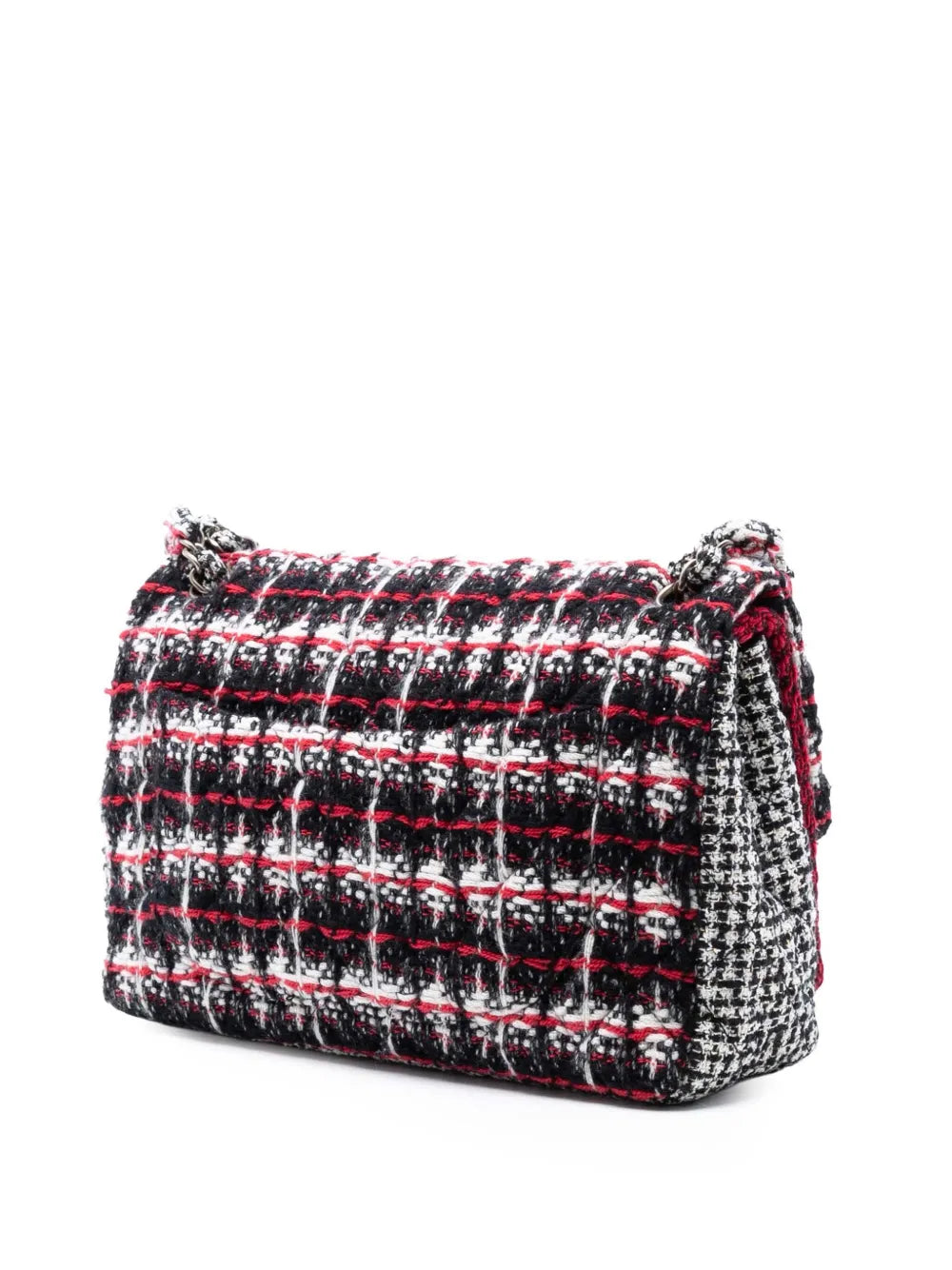 Chanel Pre Owned 2009 2010 Medium Cc Tweed Multi Print Double Flap Shoulder Bag