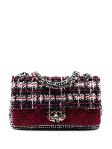 Chanel Pre Owned 2009 2010 Medium Cc Tweed Multi Print Double Flap Shoulder Bag