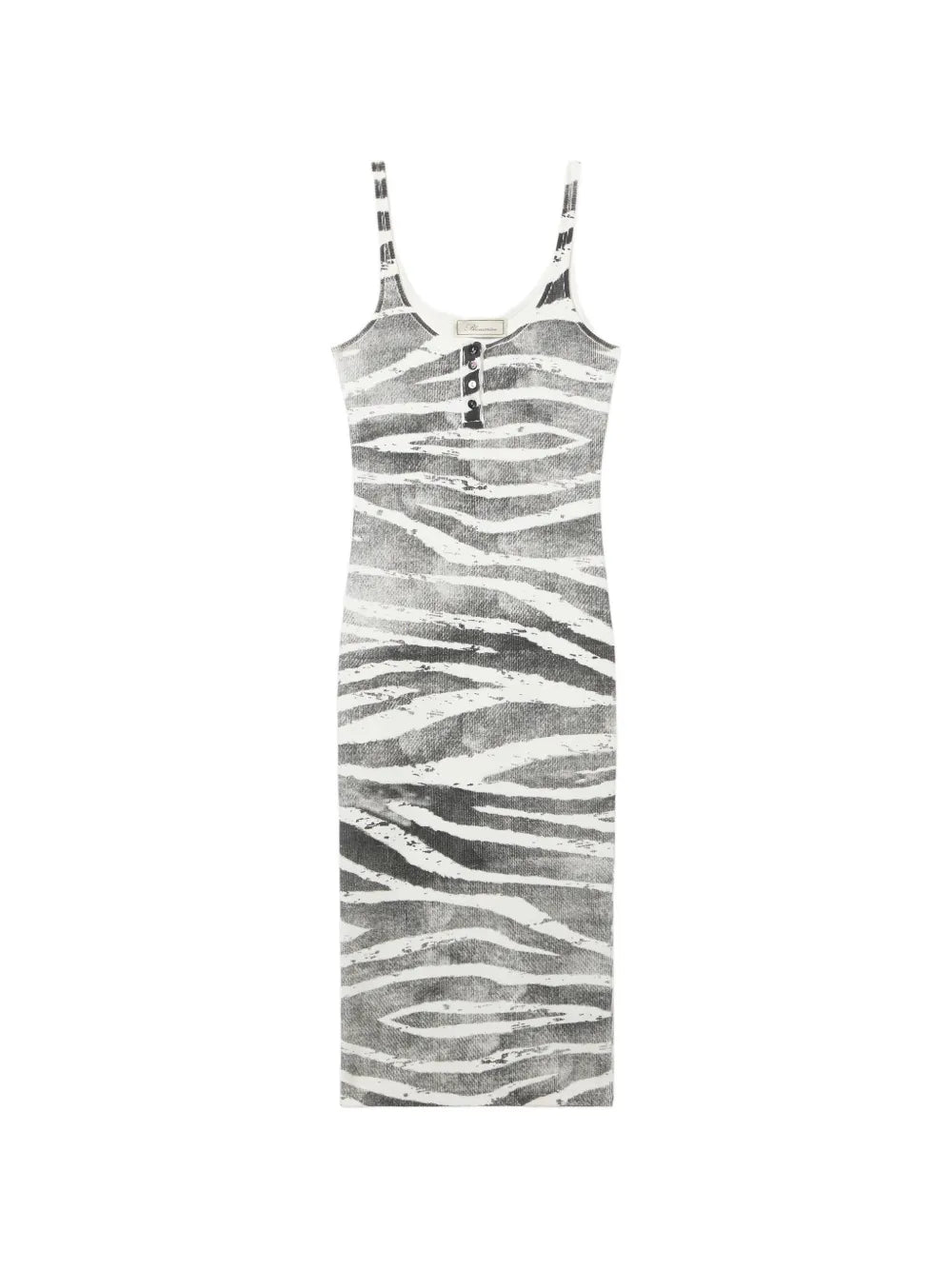 Blumarine Zebra Print Button Detail Midi Dress
