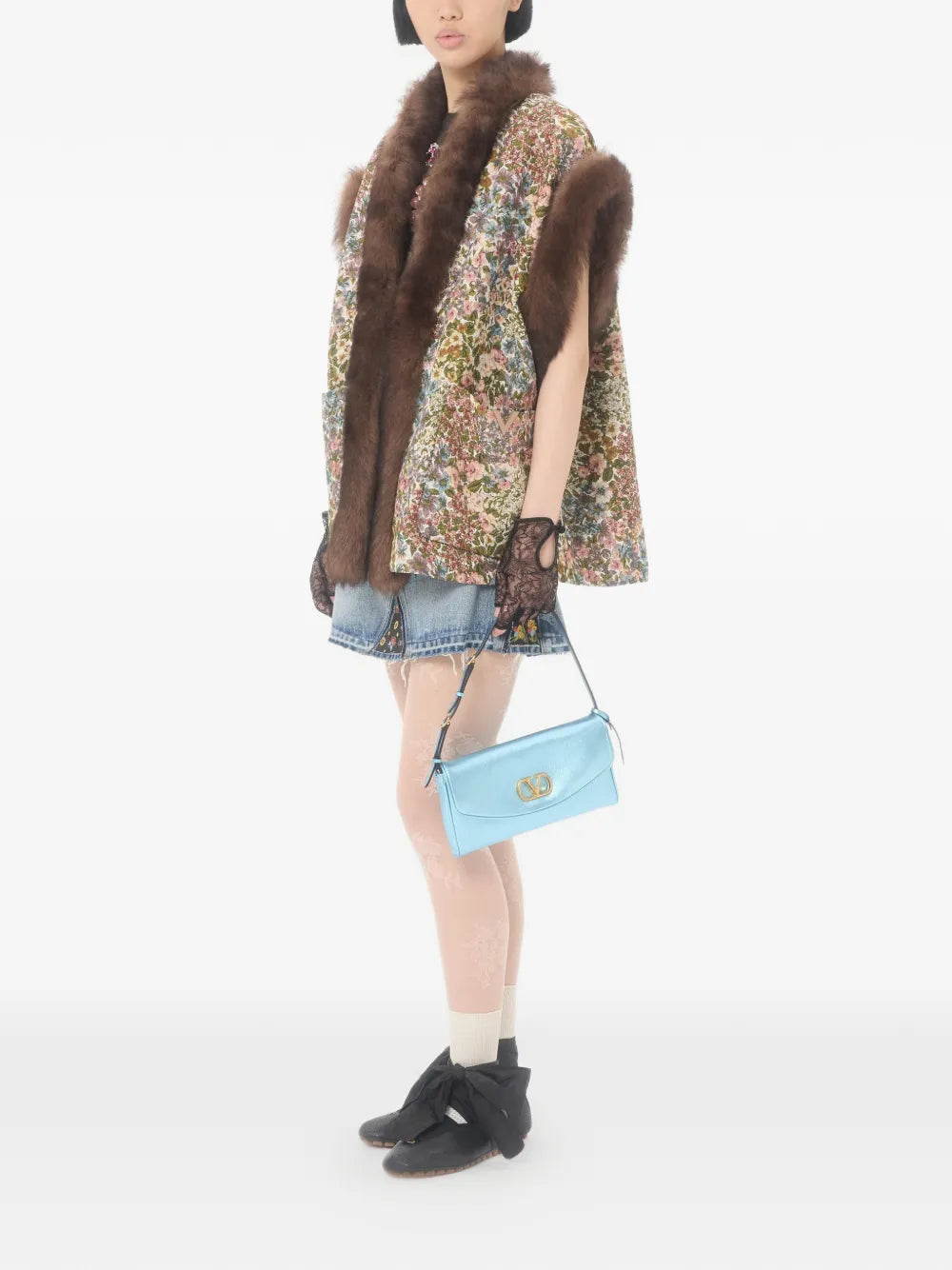 Valentino Garavani Small Devain Metallic Vlogo Shoulder Bag