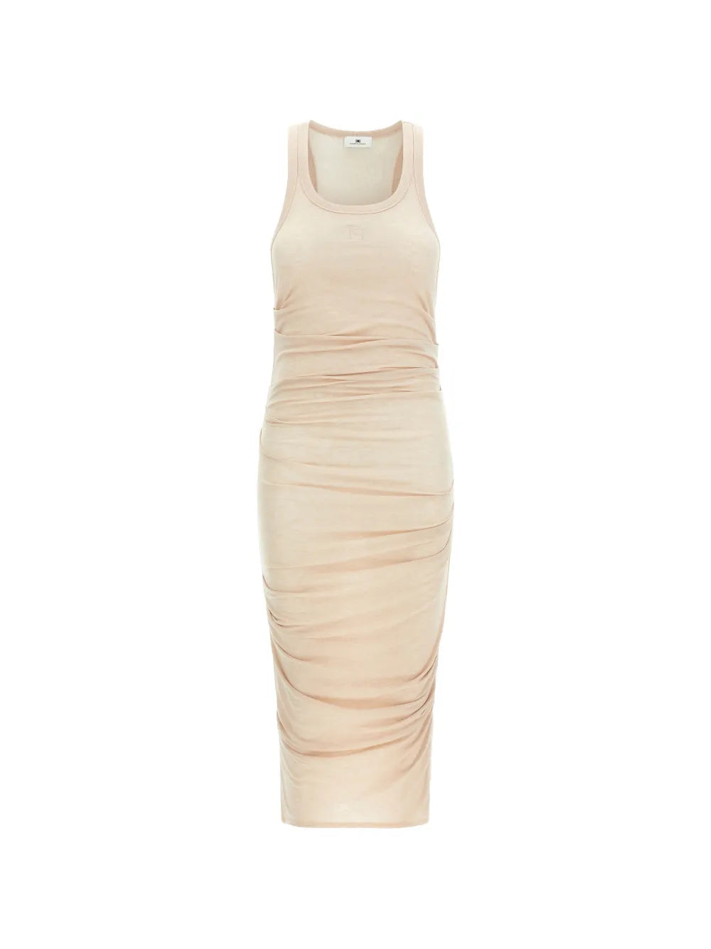 Elisabetta Franchi Logo Embroidery Draped Midi Dress