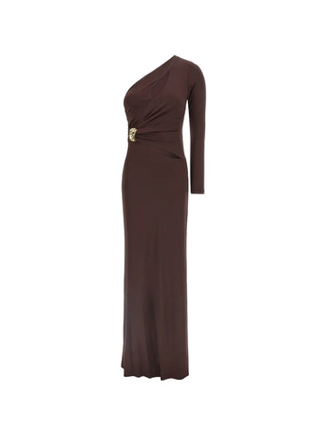 Elisabetta Franchi One Shoulder Jewel Long Dress