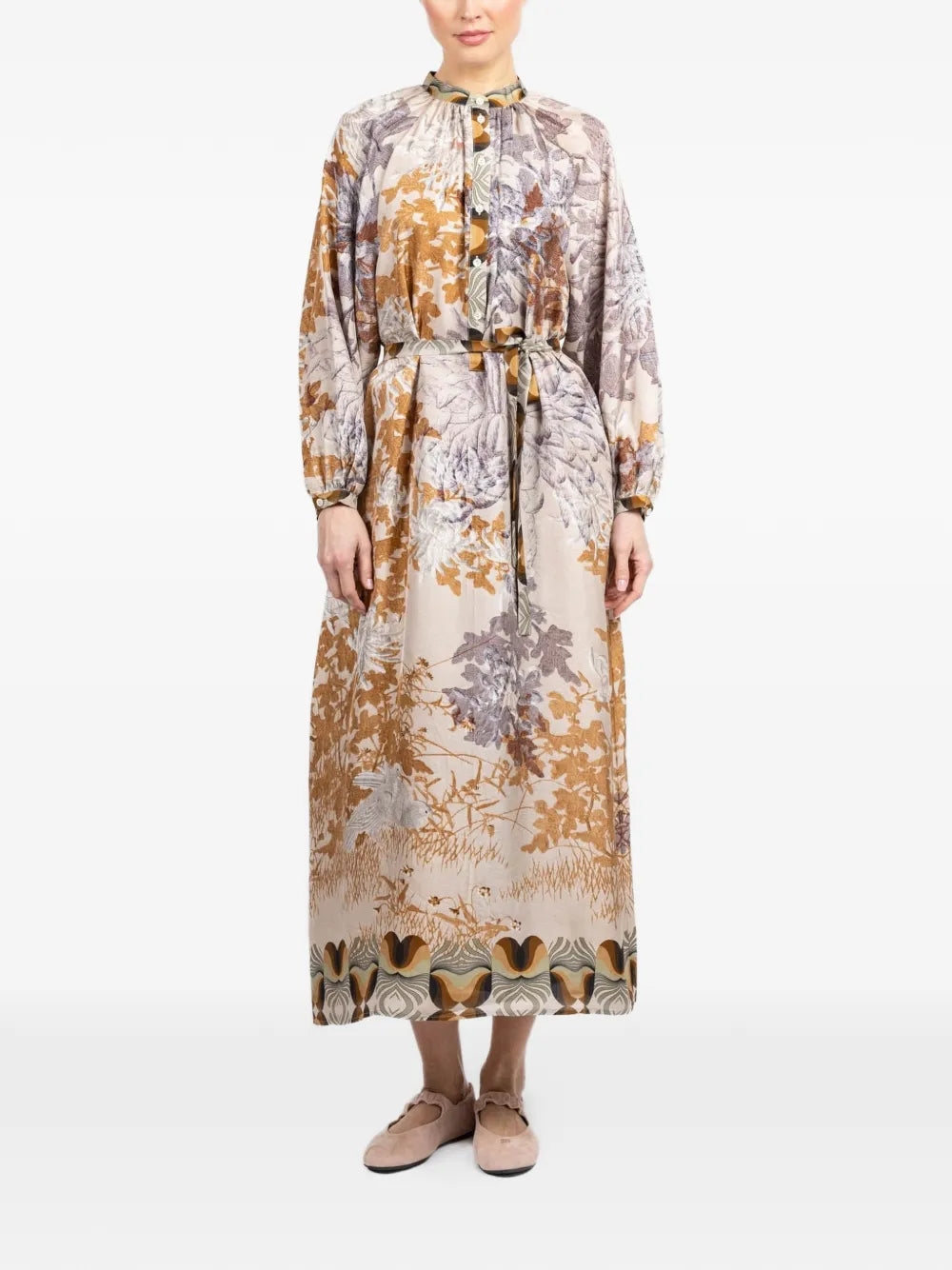 Pierre Louis Mascia Aloe Floral Print Long Sleeve Dress