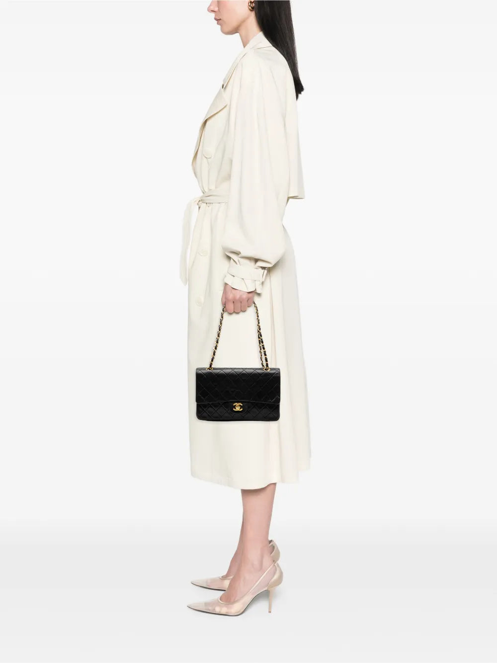 Chanel Pre Owned 1989 1991 Medium Classic Lambskin Double Flap Shoulder Bag