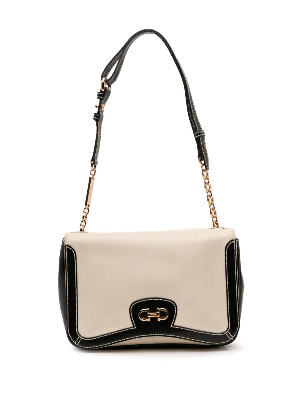 Ferragamo Pre Owned 2010 2020 Leather Double Gancini Shoulder Bag