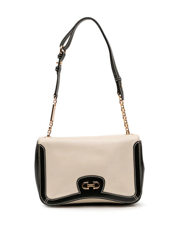 Ferragamo Pre Owned 2010 2020 Leather Double Gancini Shoulder Bag