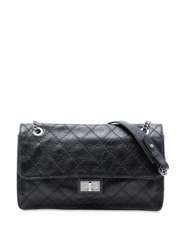 Chanel Pre Owned 2012 Embossed Cc Quilted Aged Calfskin Reissue 255 Single Flap 227 Shoulder Bag